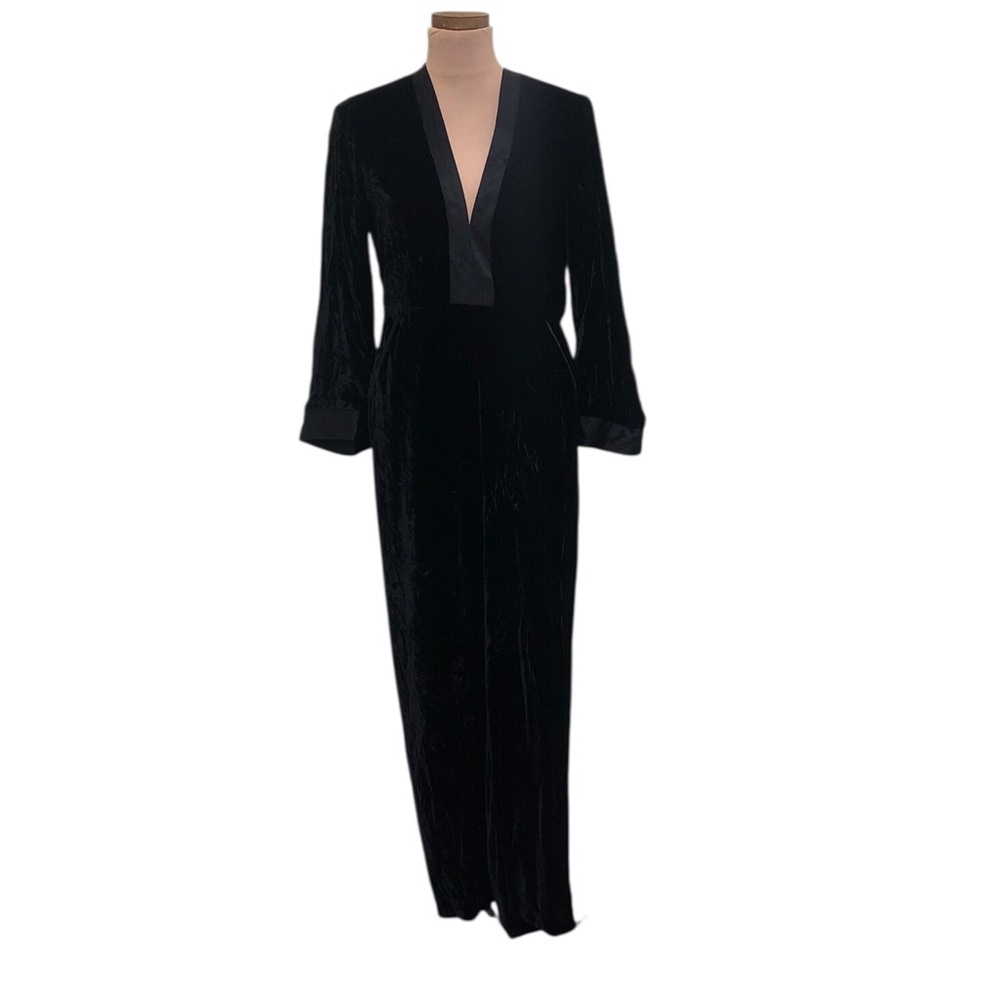 Reformation Speck Jumpsuit Size Medium Black Velvet